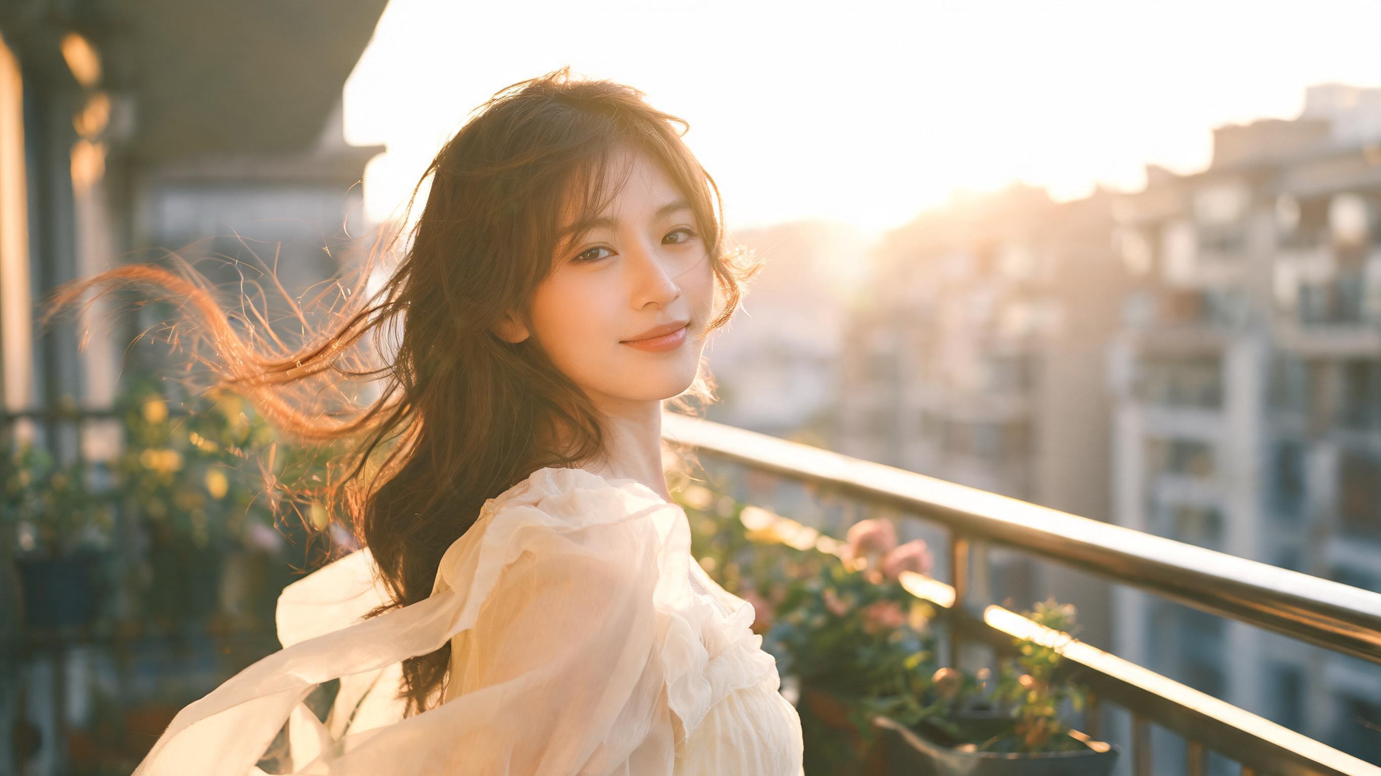 AI video template: Soft Wind Balcony Turn