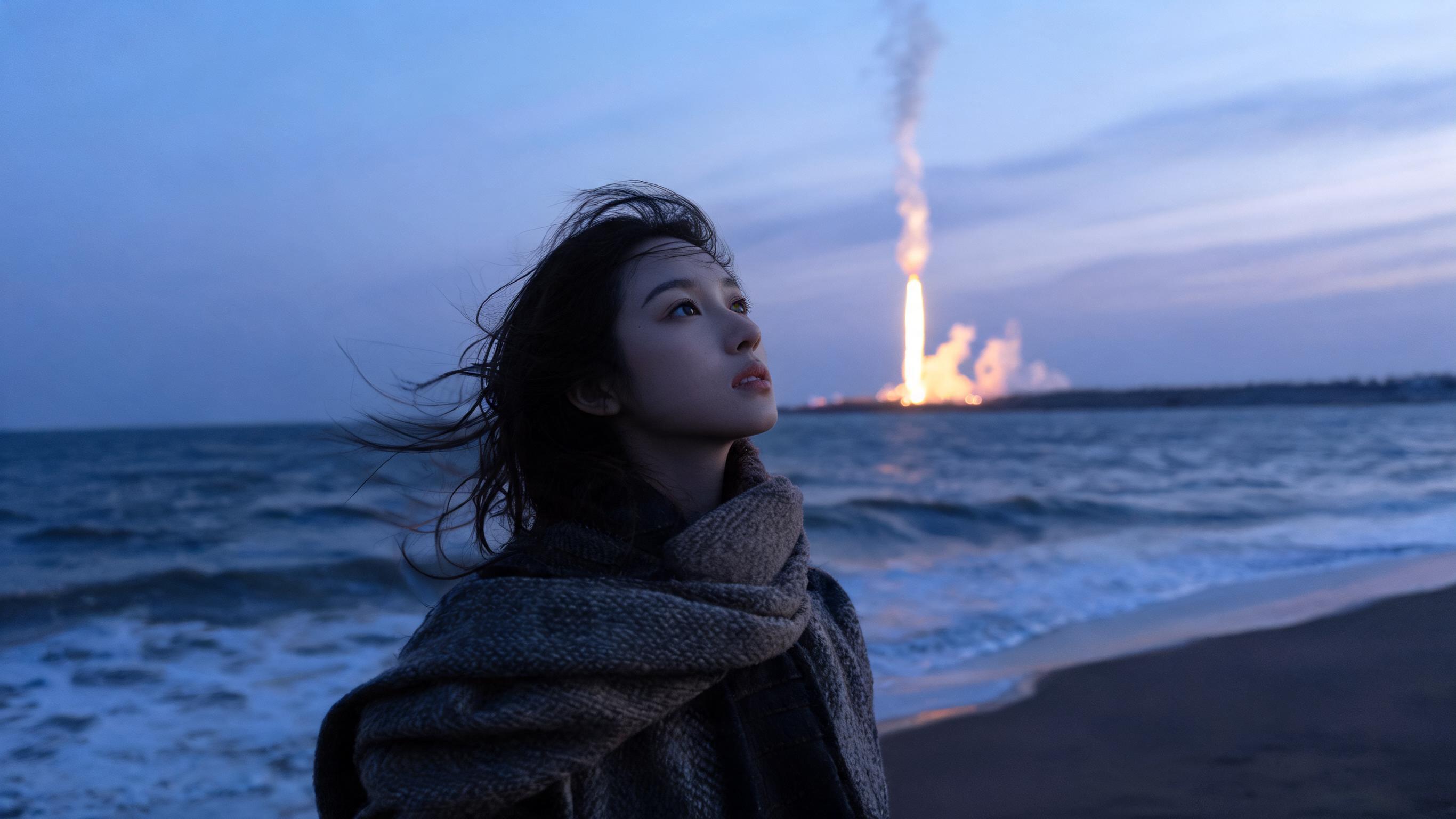SpaceX AI: Twilight Launch as Cinematic Art on Idoli