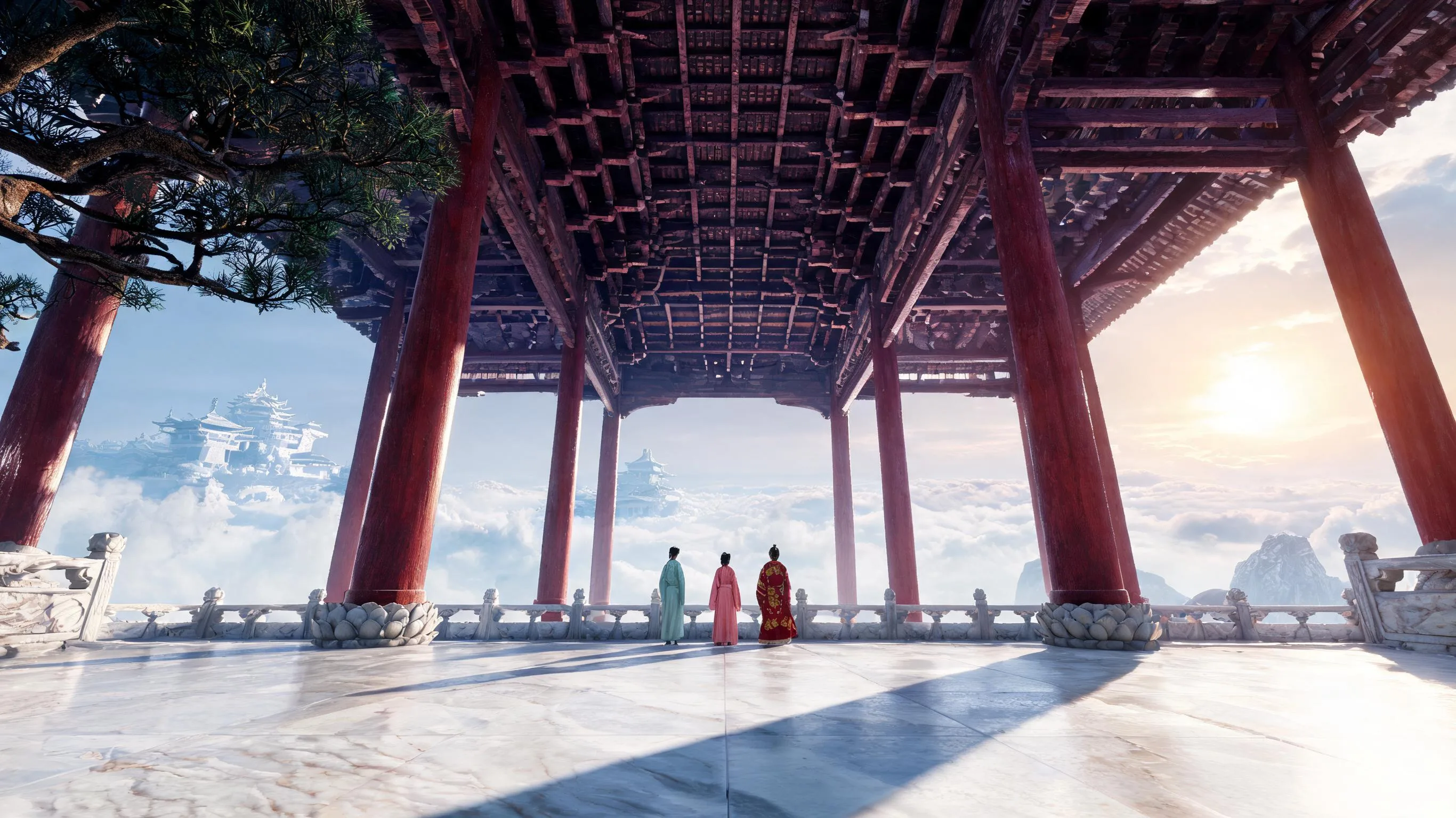 AI image template: Song Celestial Palace from Below